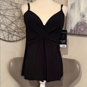 Miraclesuit Elegant Black Swimsuit Top “Allura” Size 14